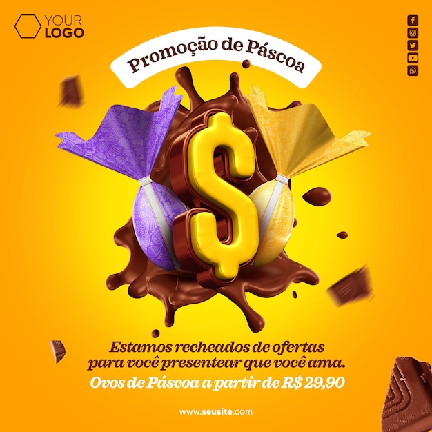 PSD feed de redes sociales venta de pascua