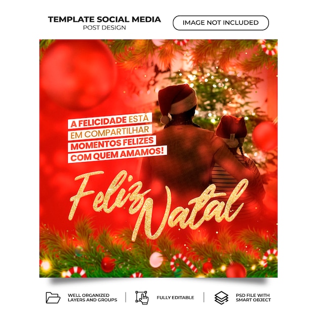 PSD feed sd feliz natal em português renderização 3d para marketing no brasil design de modelo