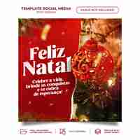 PSD feed sd feliz natal em português renderização 3d para marketing no brasil design de modelo