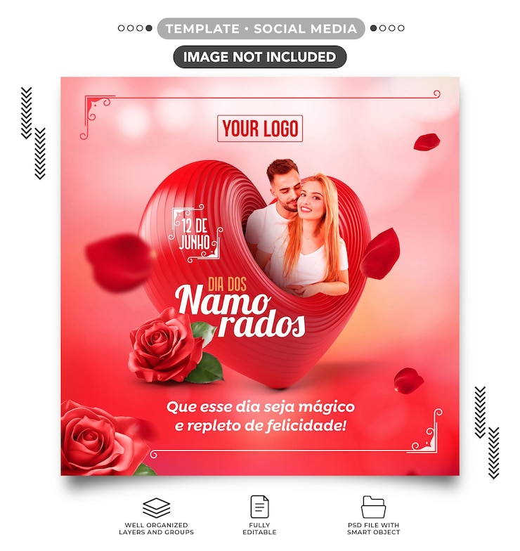 PSD feed sui social media speciale buon san valentino romantico