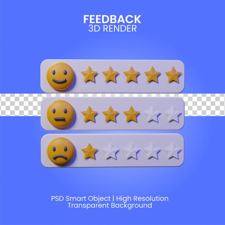 PSD feedback 3d rendering illustrazione isolata