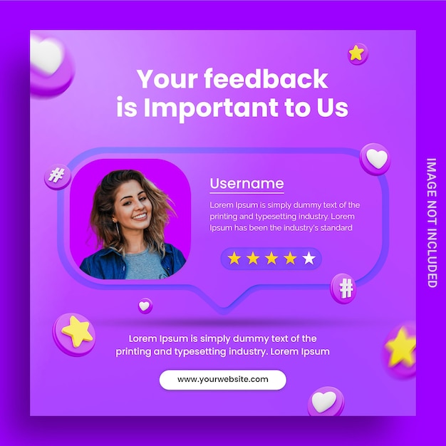 PSD feedback do cliente depoimento do modelo de postagem do instagram nas redes sociais