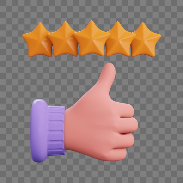 Feedback positivo 3d ou revisão e classificação do cliente