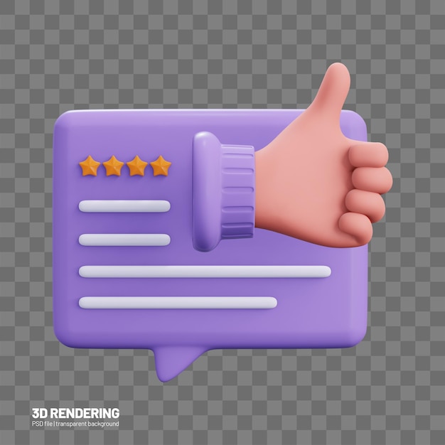 PSD feedback positivo 3d ou revisão e classificação do cliente