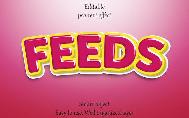 Feeds oder Feeds Texteffekt oder Texteffekt oder Text oder 3D-Texteffekt oder 3D-Feeds oder 3D-Textstil