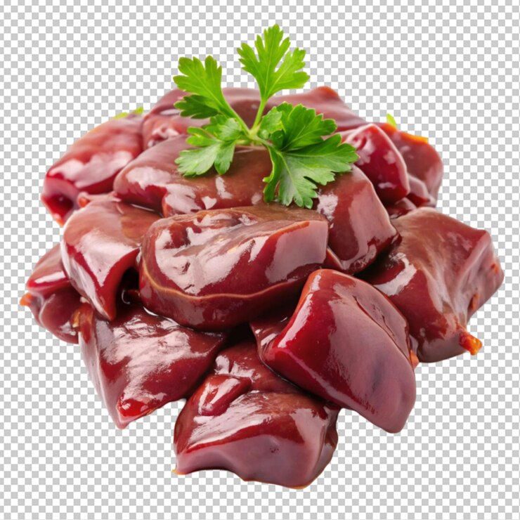 fegato di pollo crudo sfondo trasparente