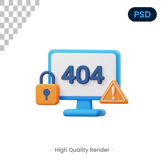 Fehler 404 3d render illustration premium psd