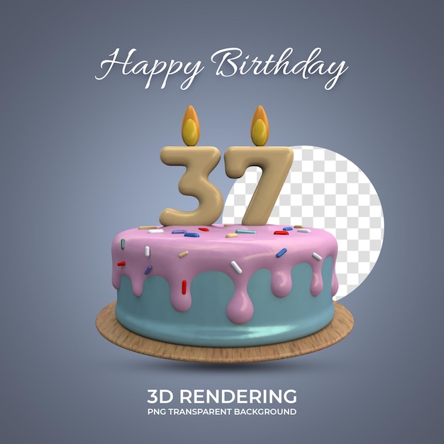 Feier 37-jähriger geburtstag 3d-rendering