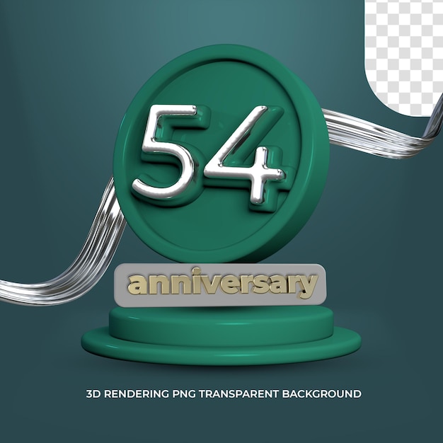 Feier 54 jubiläumsplakat 3d-rendering transparenter hintergrund