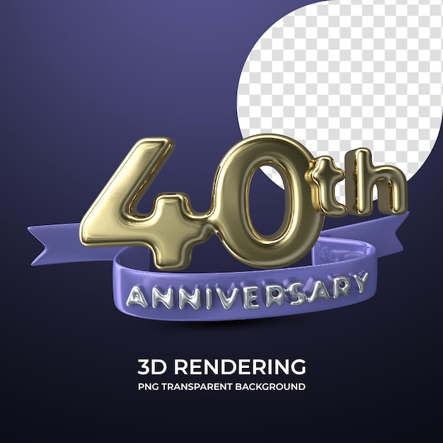 Feier zum 40-jährigen Jubiläum 3D-Rendering isolierter transparenter Hintergrund