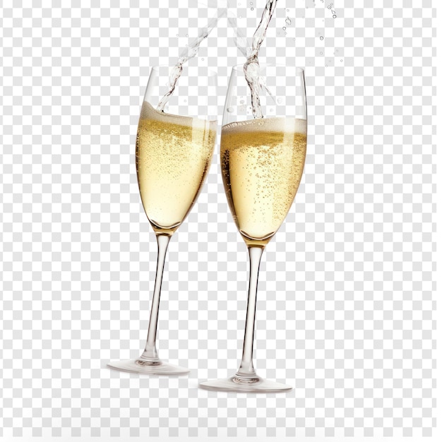 PSD feierlich toast mit champagnerglas auf durchsichtigem hintergrund psd
