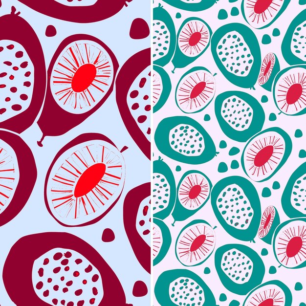 PSD feijoa avec forme elliptique et design exotique avec polka do dessin vectoriel de motif de fruit tropical