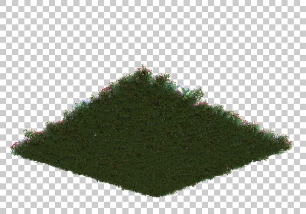 Feld mit Blumen auf transparentem Hintergrund 3D-Darstellung