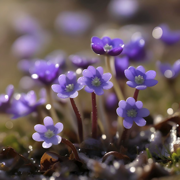 PSD feld von hepatica americana blumen wildblumen-illustration