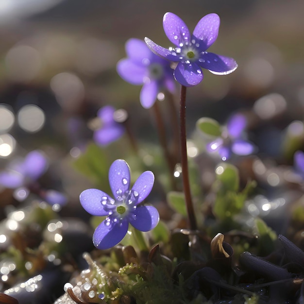 PSD feld von hepatica americana blumen wildblumen-illustration