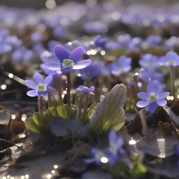 PSD feld von hepatica americana blumen wildblumen-illustration