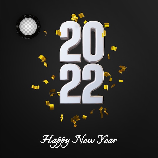 Felice anno nuovo 2022 con coriandoli 3d gratis psd