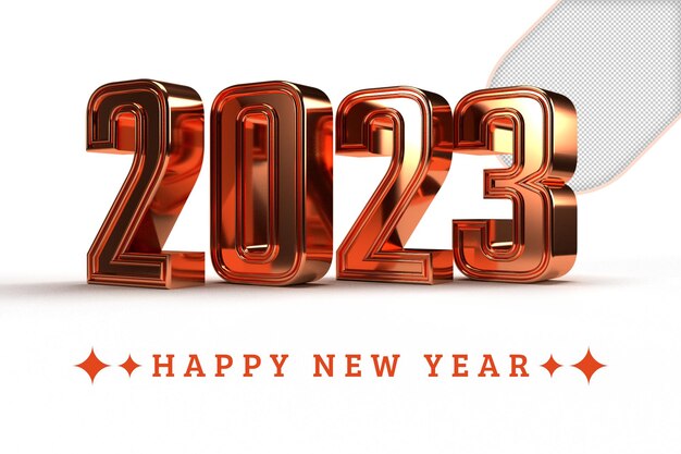 Felice anno nuovo 2023 numeri d'oro 3D