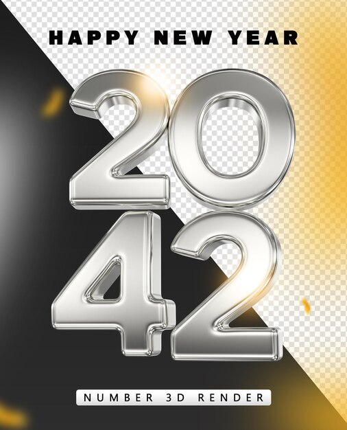Felice anno nuovo 2042 Celebrazione in stile metallico luccicante
