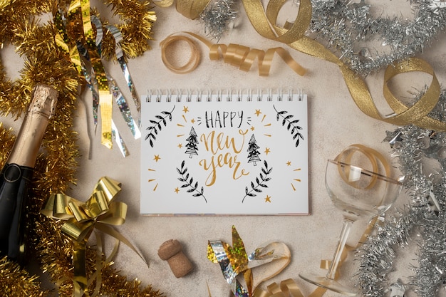 Felice anno nuovo concetto mock-up