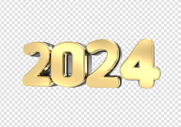 Felice anno nuovo numero 2024 Gold 3d Render