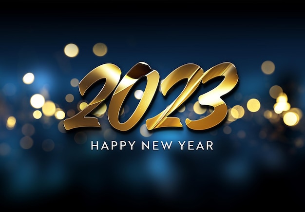 Felice anno nuovo testo con effetto lucido Mockup