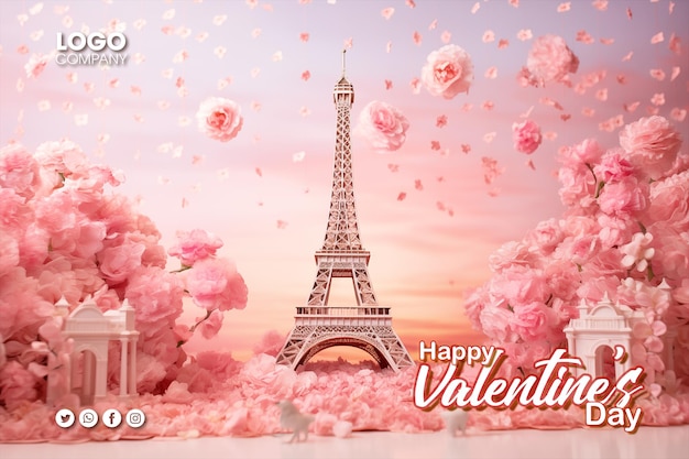 Felice banner per le vacanze di San Valentino Sfondo di auguri con composizione astratta 3d per San Valentino