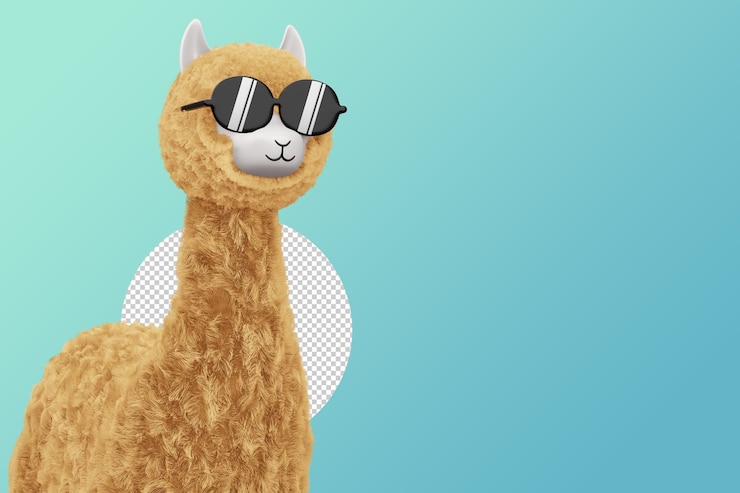 PSD felice carino alpaca rendering 3d illustrazione