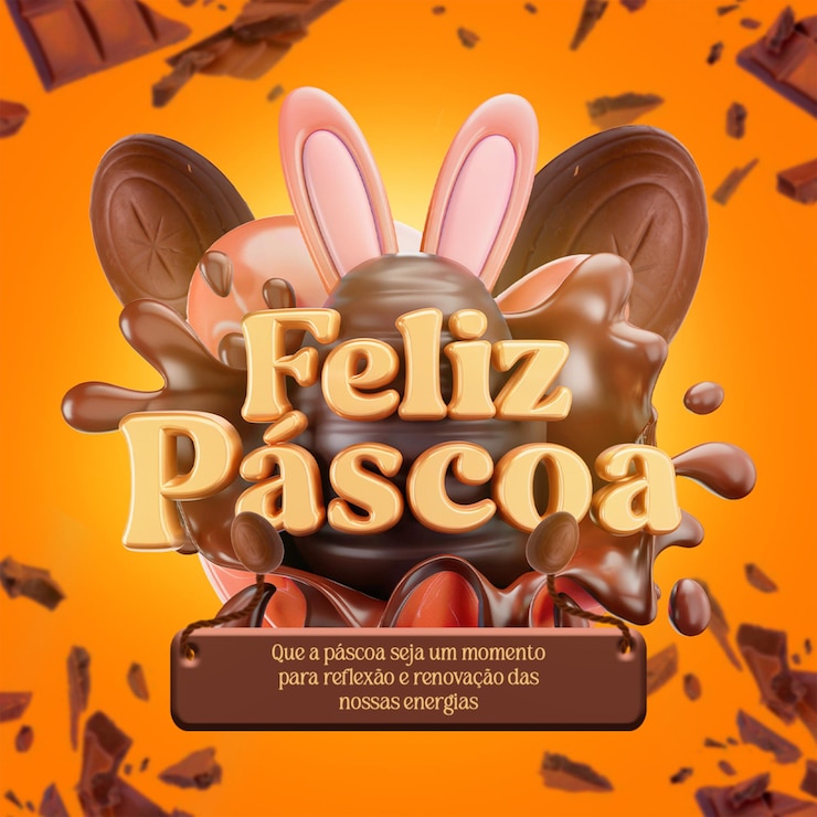 PSD felice coniglio di cioccolato di pasqua e rinnovamento