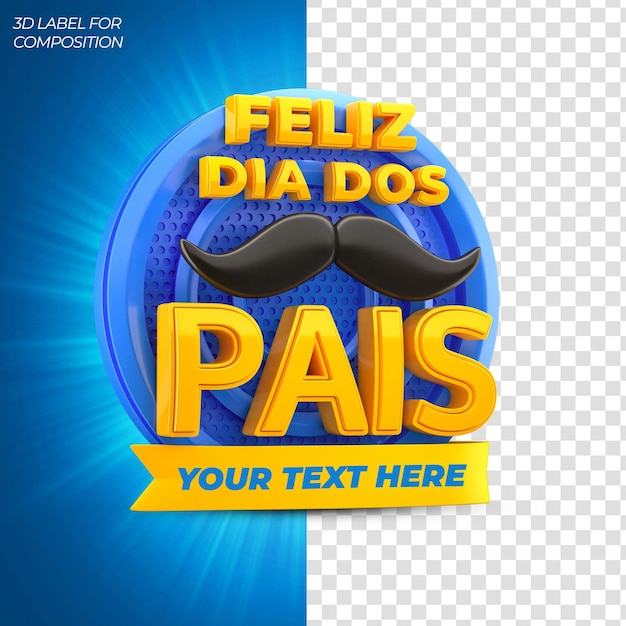 felice festa del papà con podio blu per il rendering 3d delle campagne brasiliane