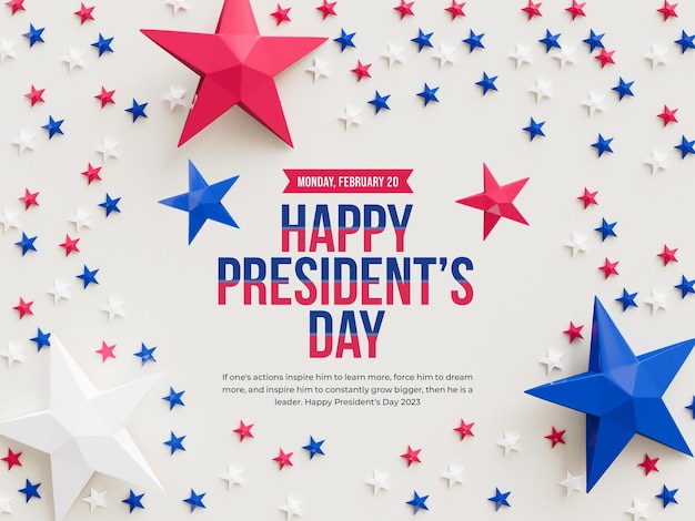 Felice giorno dei presidenti d'america modello di progettazione banner 3d
