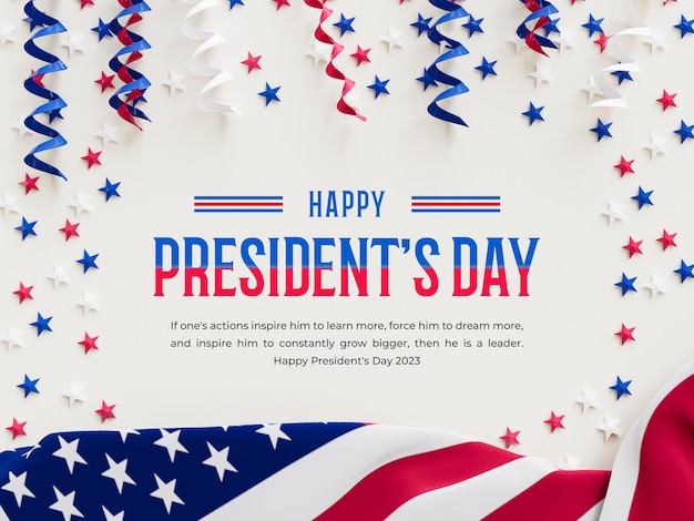 Felice giorno dei presidenti d'america modello di progettazione banner 3d