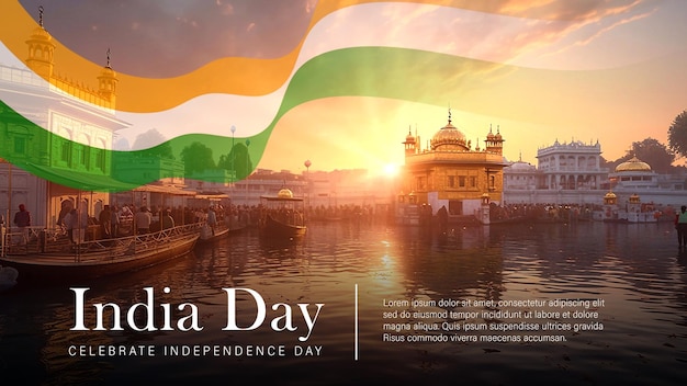 Felice Giorno dell'Indipendenza dell'India Felice Festa della Repubblica 15 agosto Poster modello