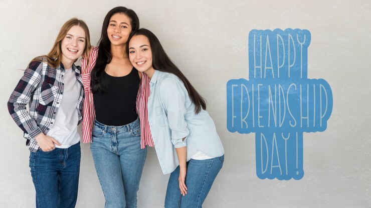 PSD felice giorno di amicizia migliori amiche delle giovani donne che celebrano il giorno di amicizia