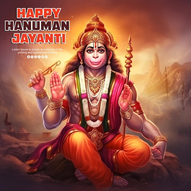 felice Hanuman Jayanti festa religiosa indiana sfondo e bandiera