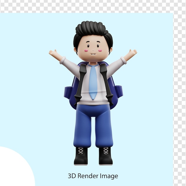 felice studente maschio rendering 3d