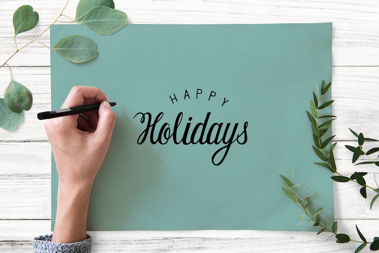 PSD felices fiestas saludo diseño maqueta