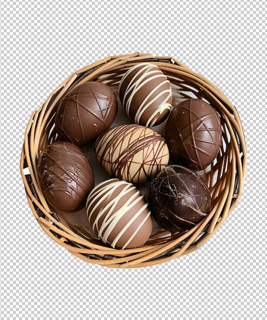 PSD la felicidad de la pascua desbordando la canasta de huevos de pascua de chocolate