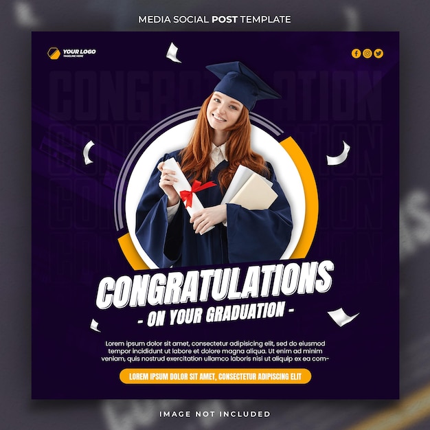 Félicitations pour la remise des diplômes Modèle de message social pour les médias