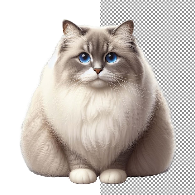 Feline Elegance Illustrazione 3D di gatto senza cuciture su sfondo trasparente