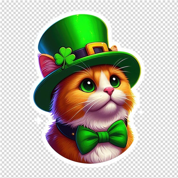 Feline fine adorable cat in st. patrick's day hut aufkleber png