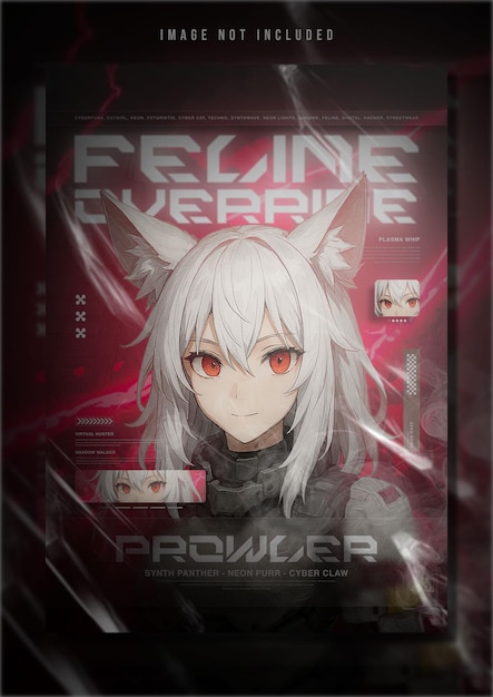 feline override cyberpunk anime character