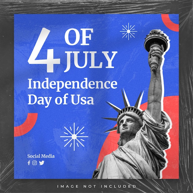 Feliz 4 de julio, vacaciones, EE. UU., día de la independencia, diseño, plantilla de publicaciones en redes sociales