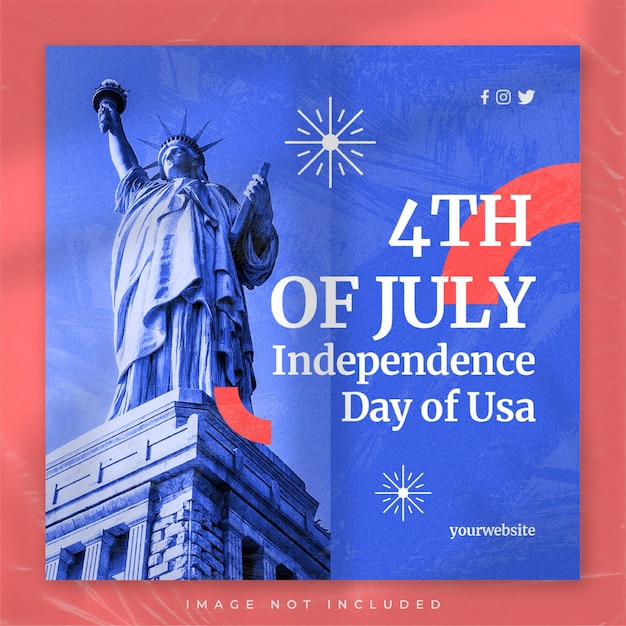 Feliz 4 de julio, vacaciones, EE. UU., día de la independencia, diseño, plantilla de publicaciones en redes sociales