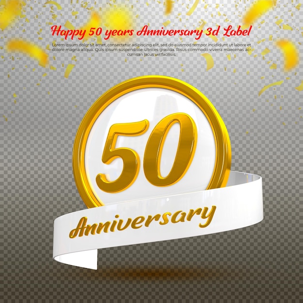 Feliz 50 años aniversario etiqueta 3d