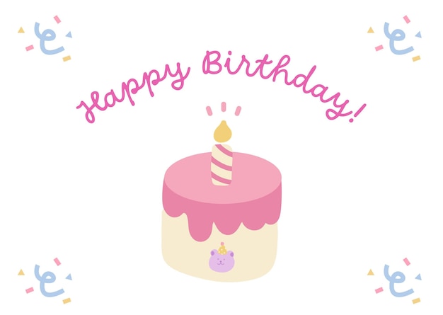 Feliz aniversário bolo bonito brincalhão ilustrativo cartão de saudações