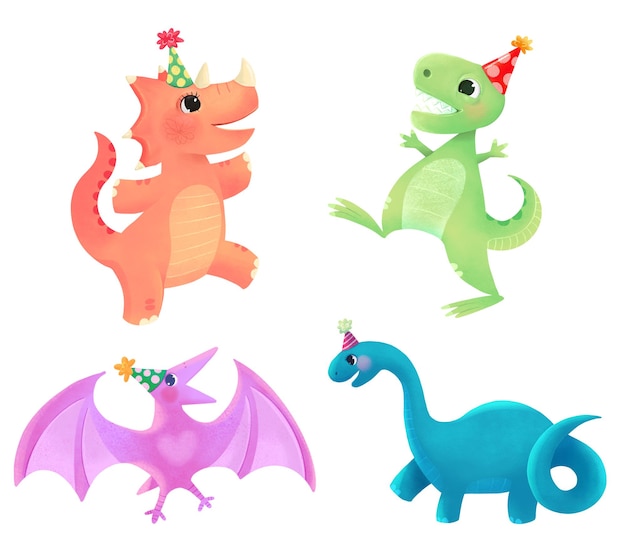 Feliz aniversário, festa do chapéu dos dinossauros.