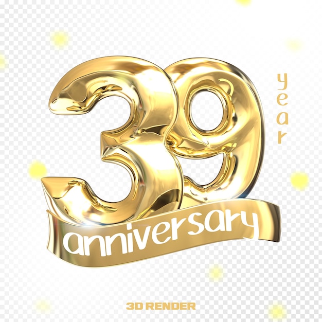 PSD feliz aniversario número 3d oro