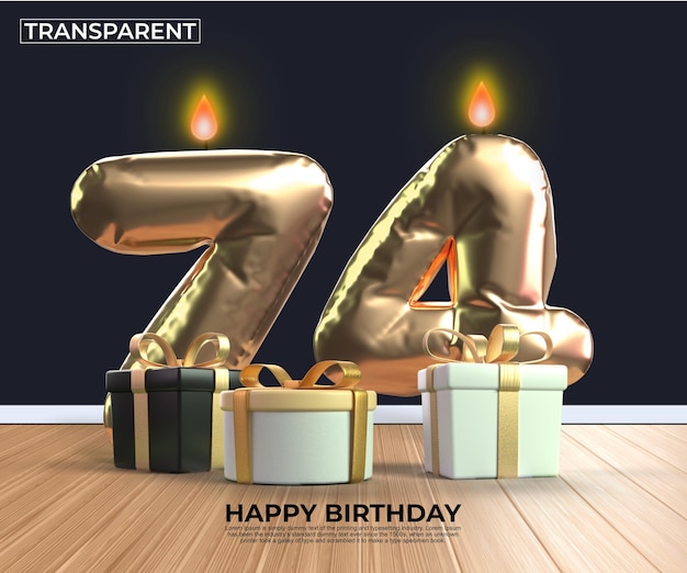 Feliz aniversário ouro número 74 modelo de design de aniversário eps editar edição fácil