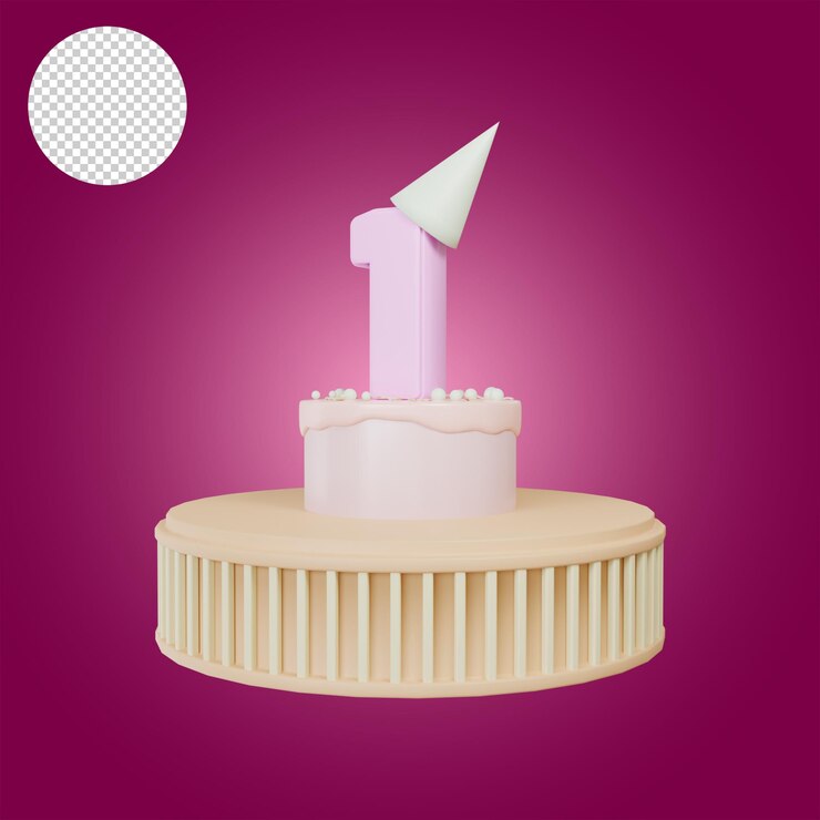 PSD feliz aniversário, renderização em 3d de 1 ano
